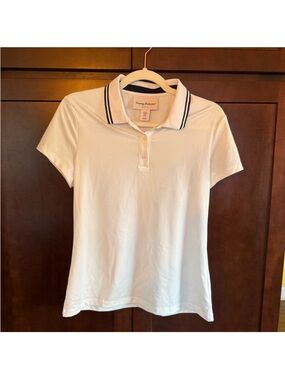 Tommy Bahama White Polo Tee with Navy Trim